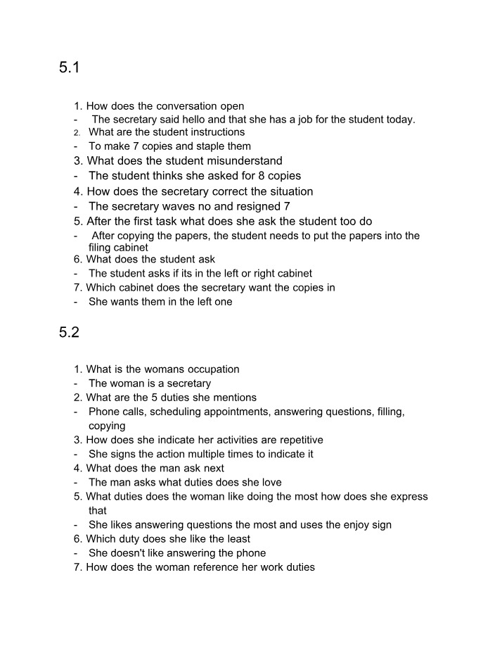 Workplace Setting Communication Tasks