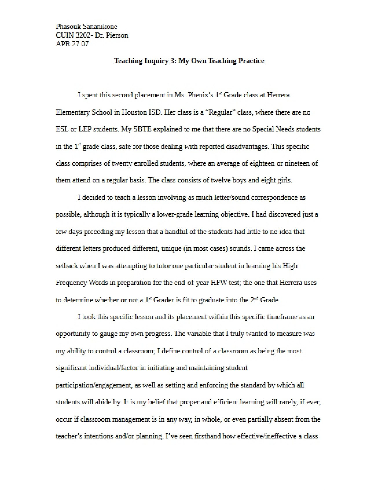 Teaching Practice Inquiry 3