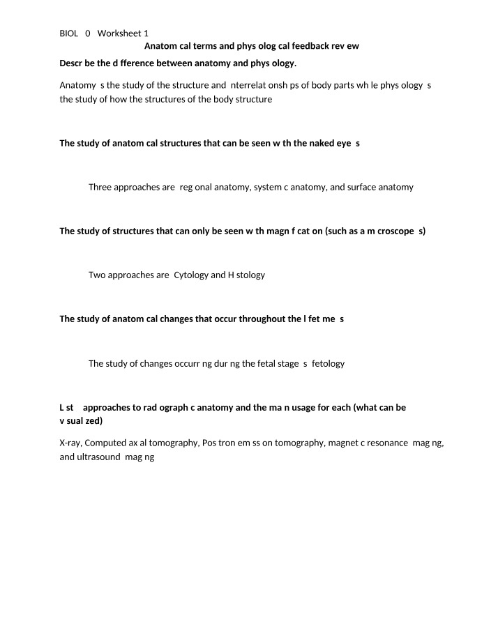 BIOL 203 Worksheet 1