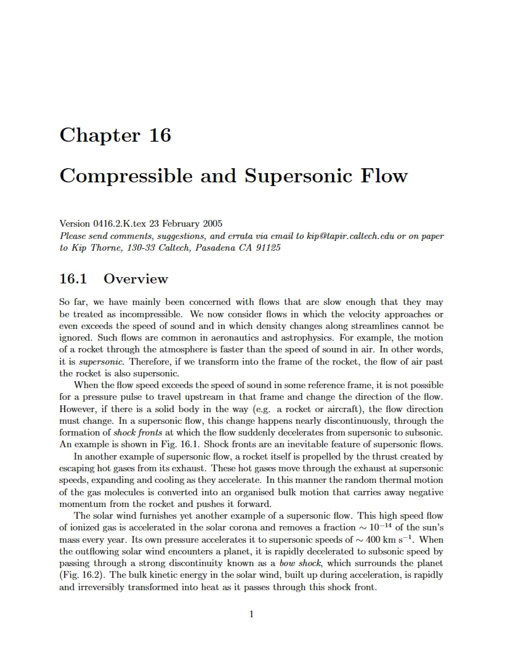 Flow in Compressible and Supersonic Regimes