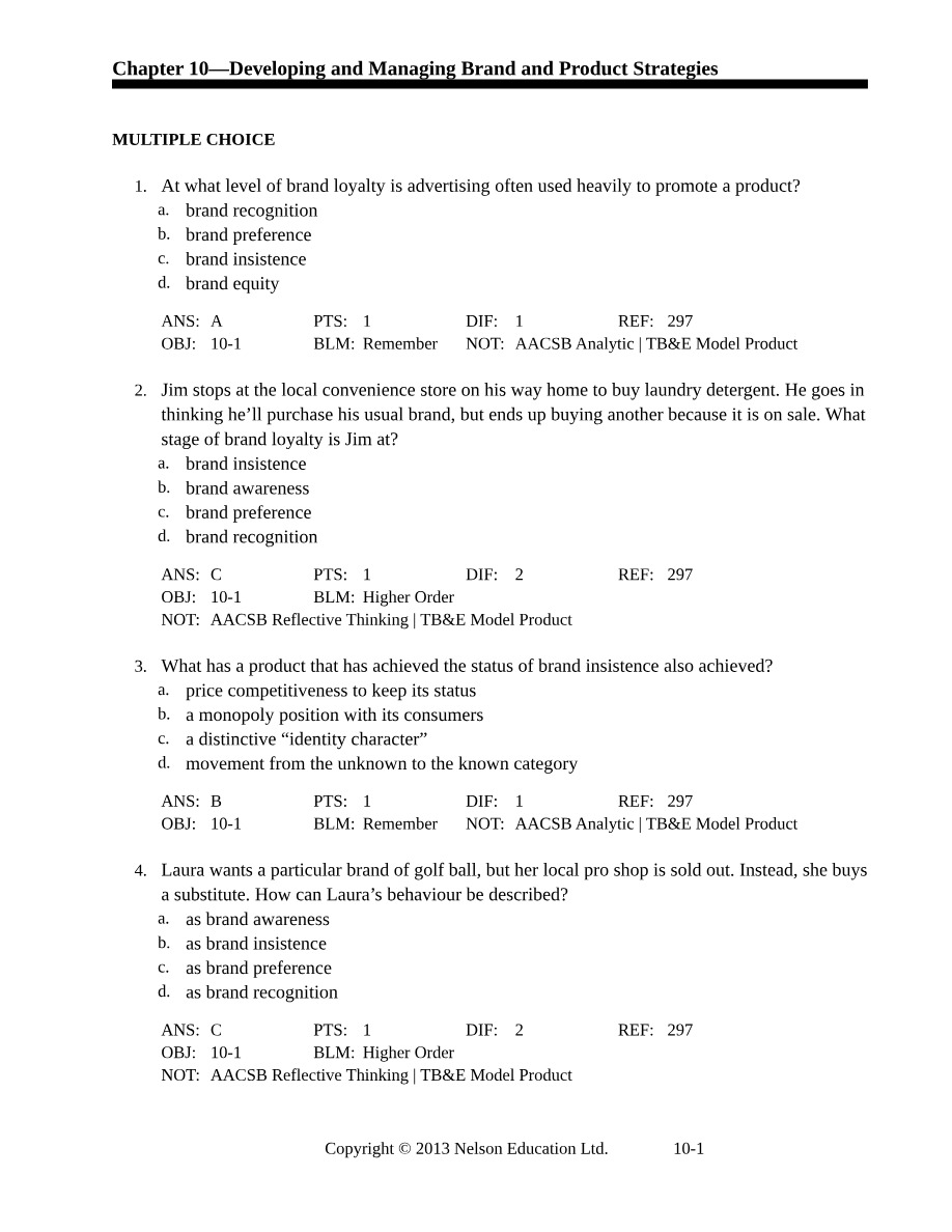 Brand and Product Strategies - Chapter 10