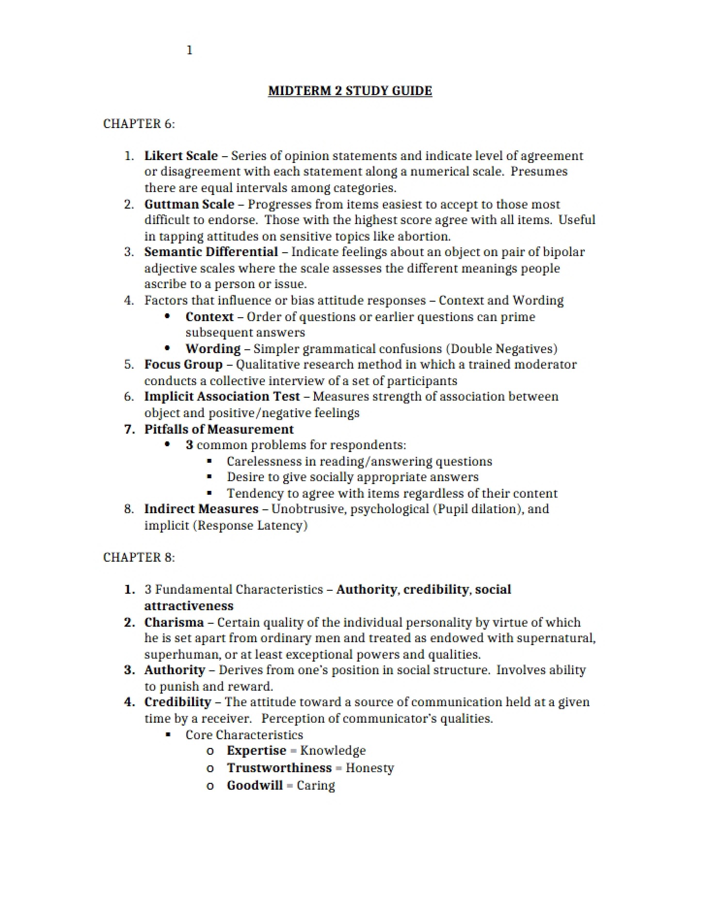 Study Guide Midterm 2