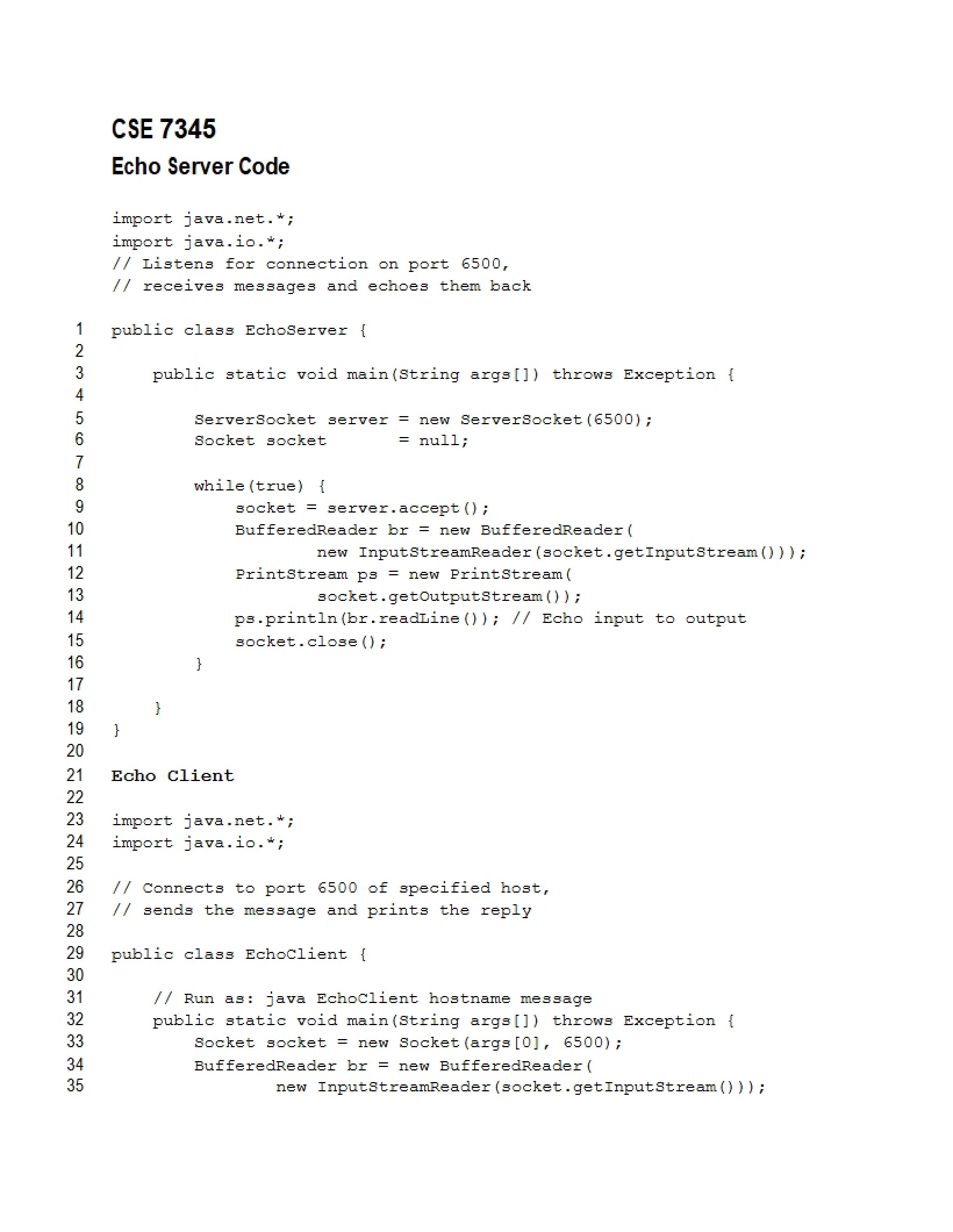 Code for Echo Server