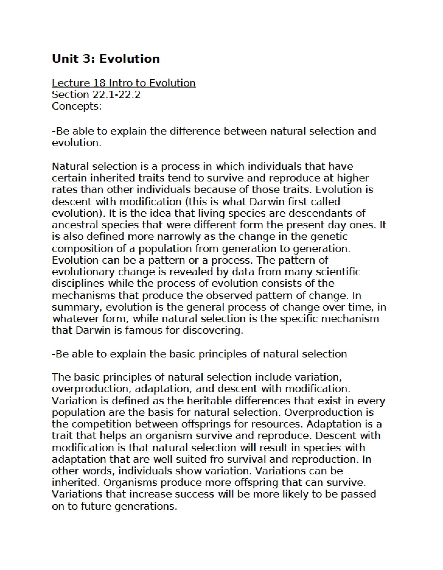 Module 3 Evolution Review