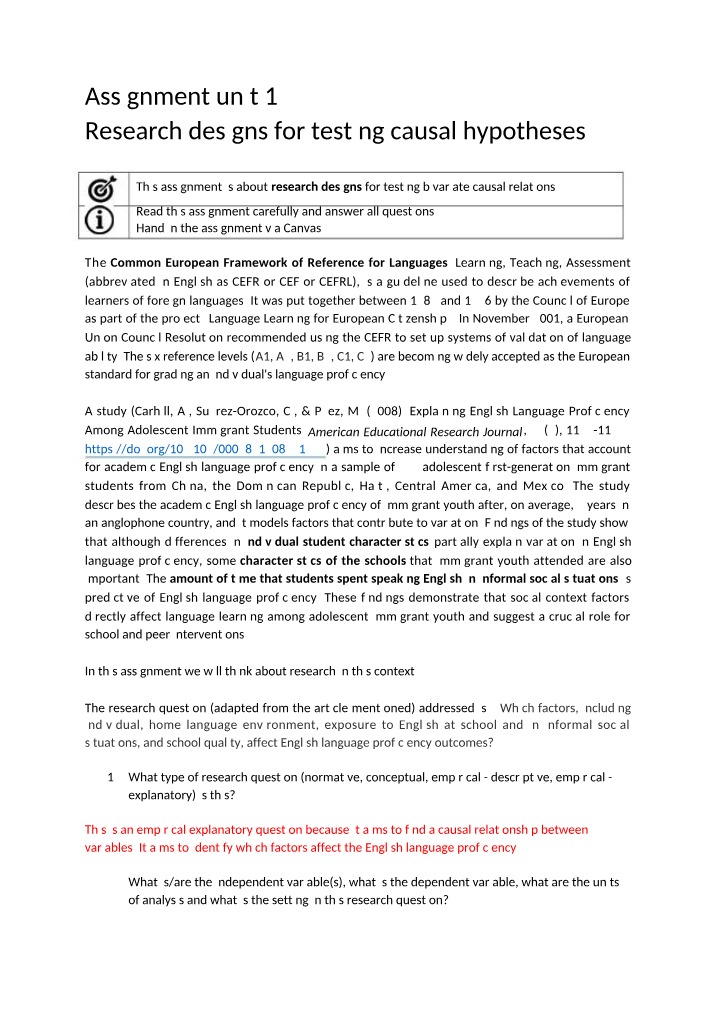 Assignment for Unit 15