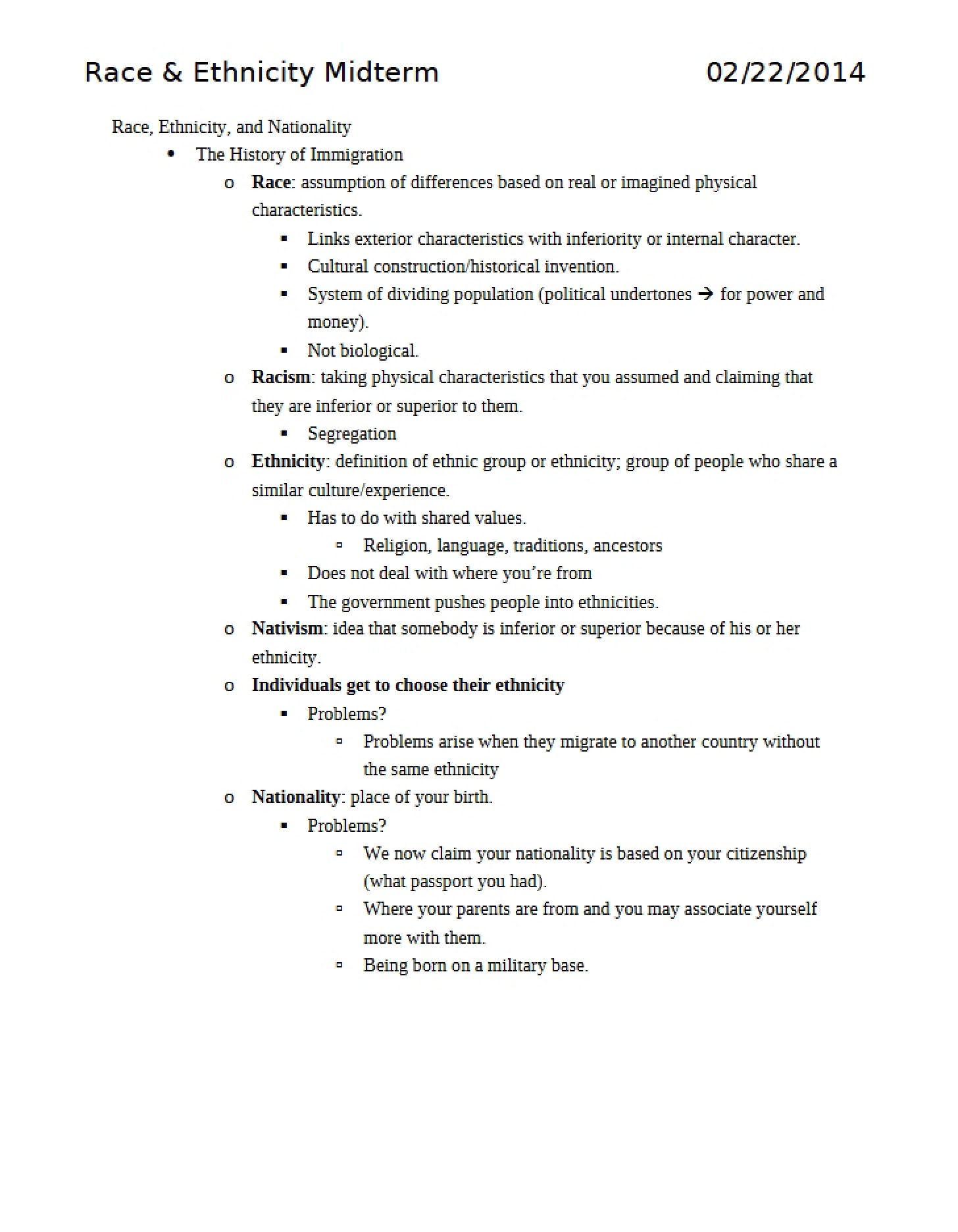 Midterm for Race and Ethnicity