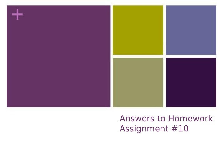 Solutions for Homework Assignment 10