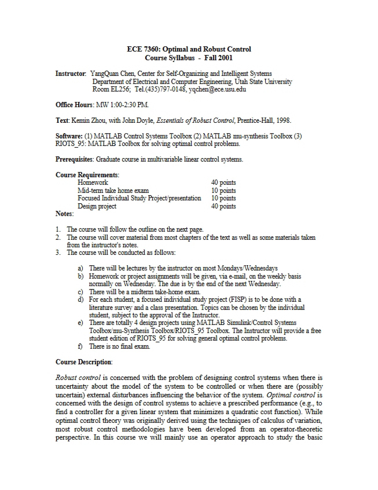 Syllabus for Course
