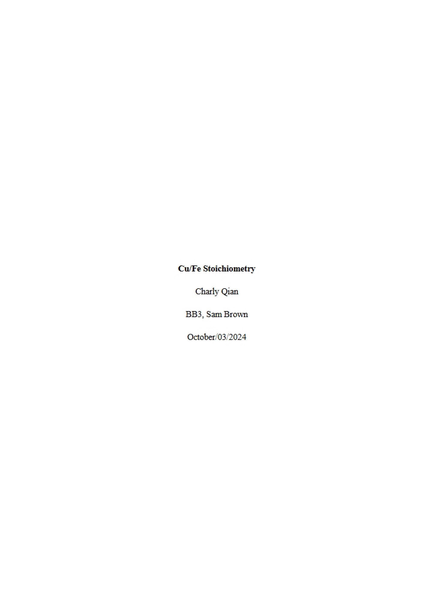 Copper-Iron Stoichiometry Analysis