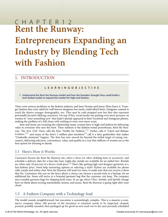 Rent the Runway Case - Expanding Fashion with Tech
