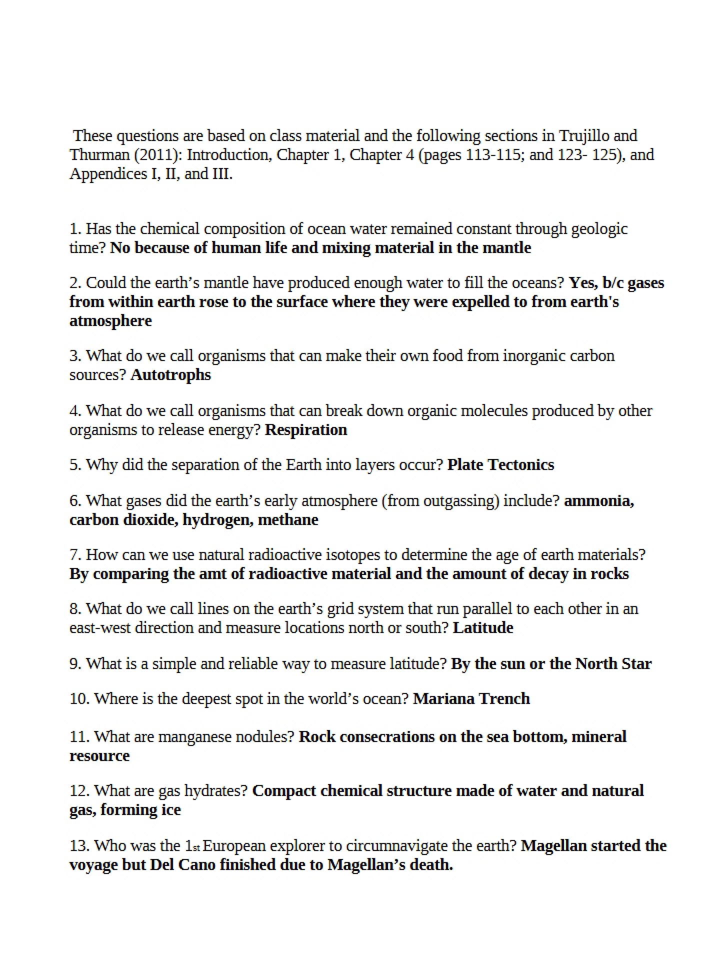 Study Guides Chapters 1 through 4