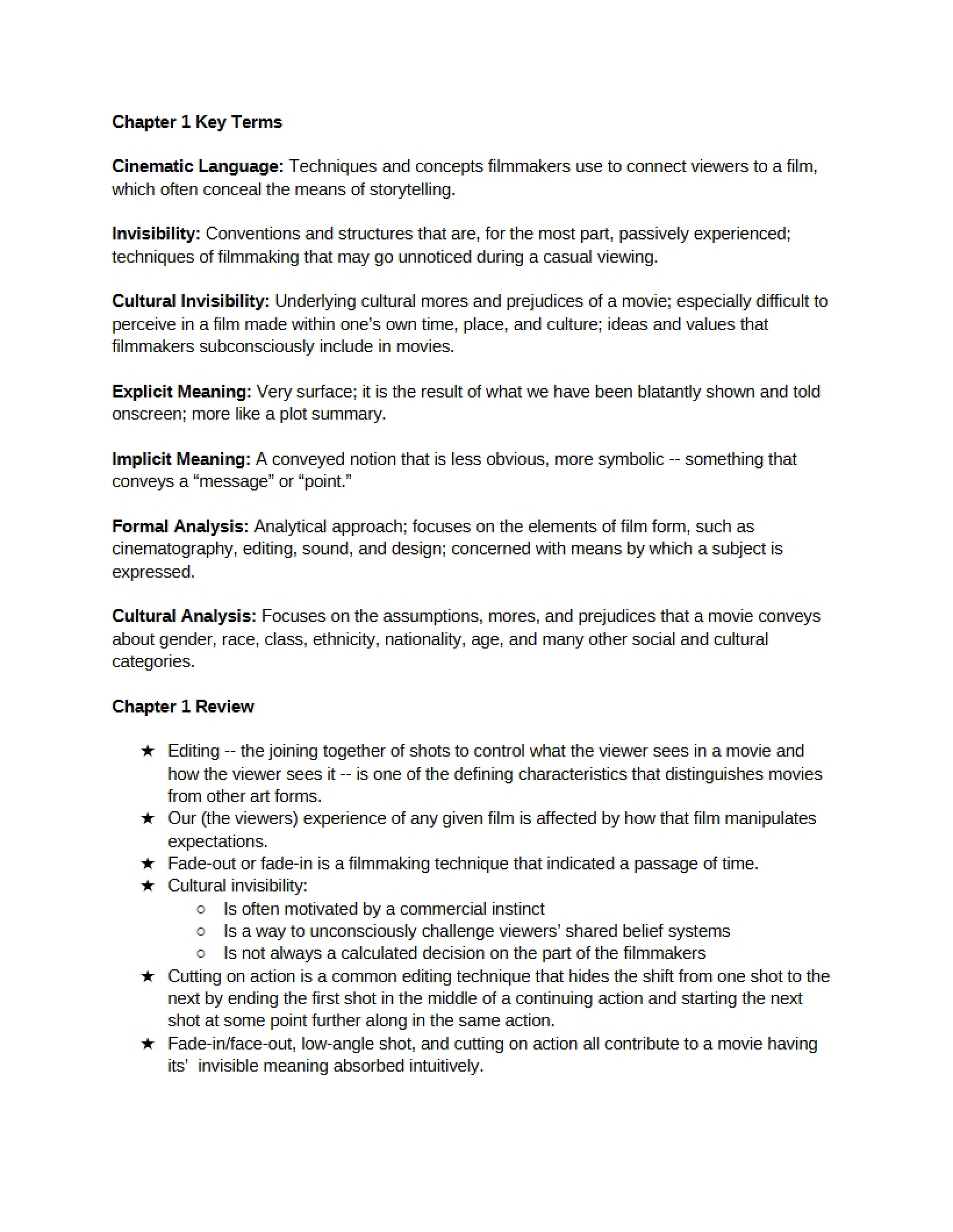 Key Terms for Chapter One