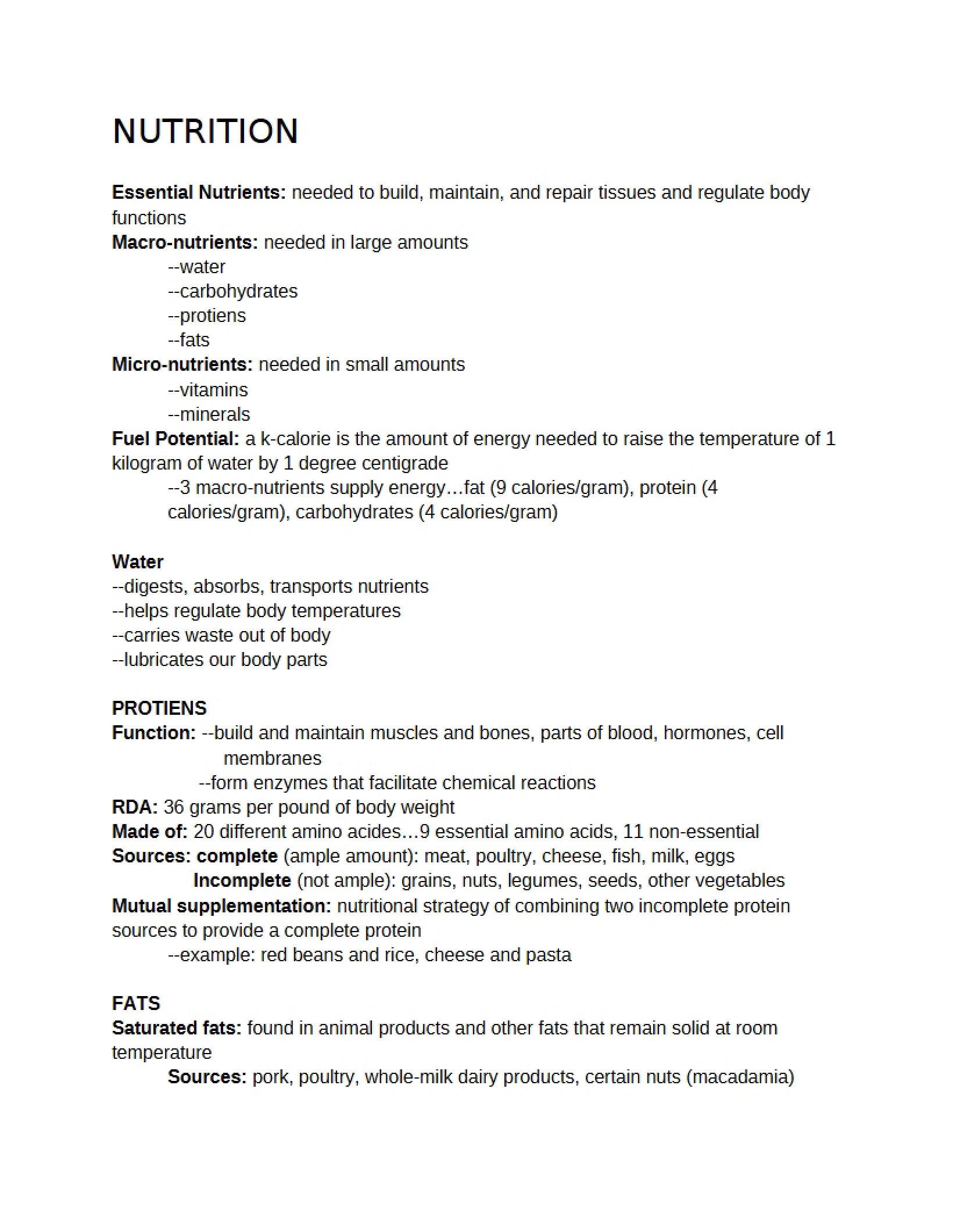 Basics of Nutrition