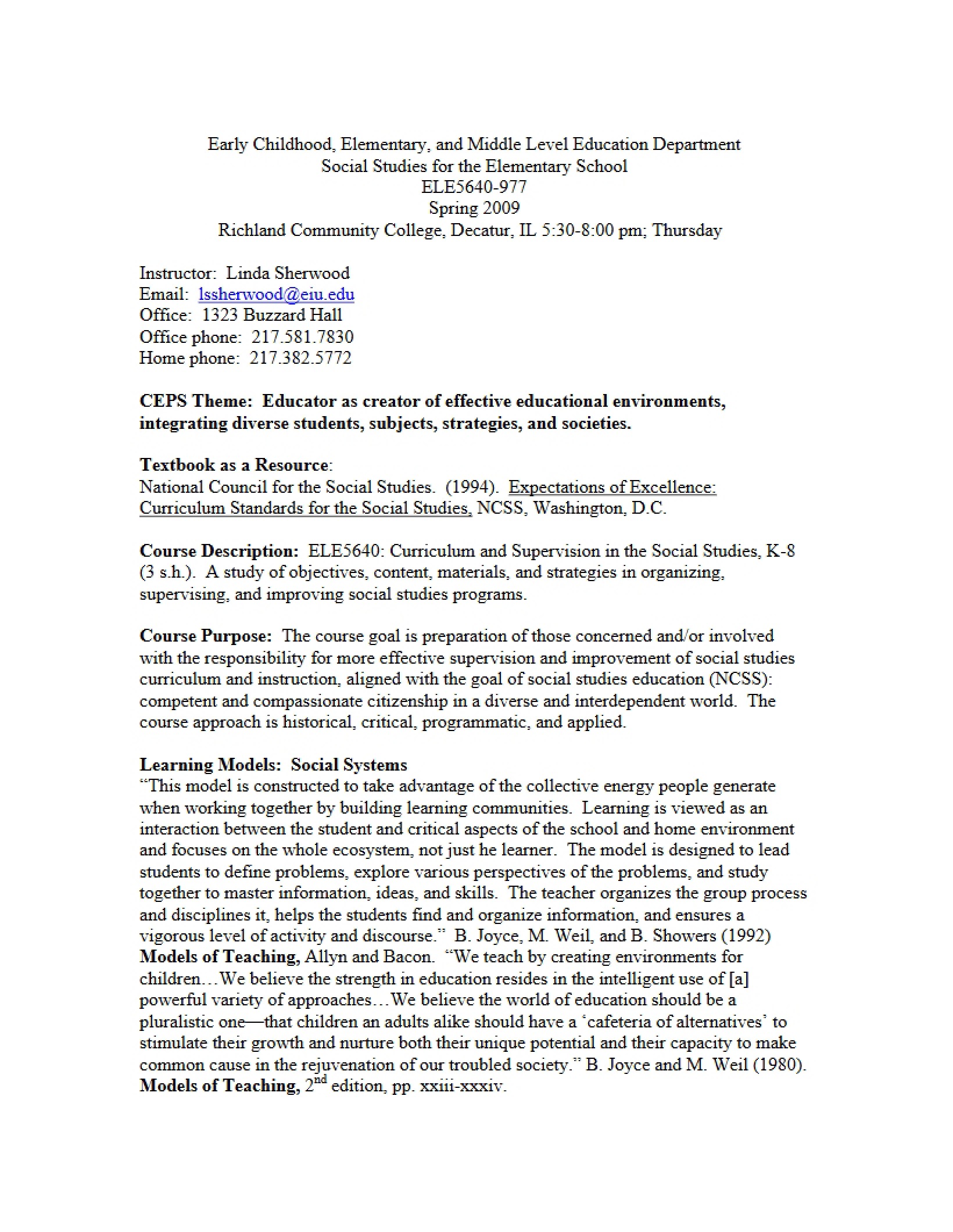 Syllabus - 3 Pages
