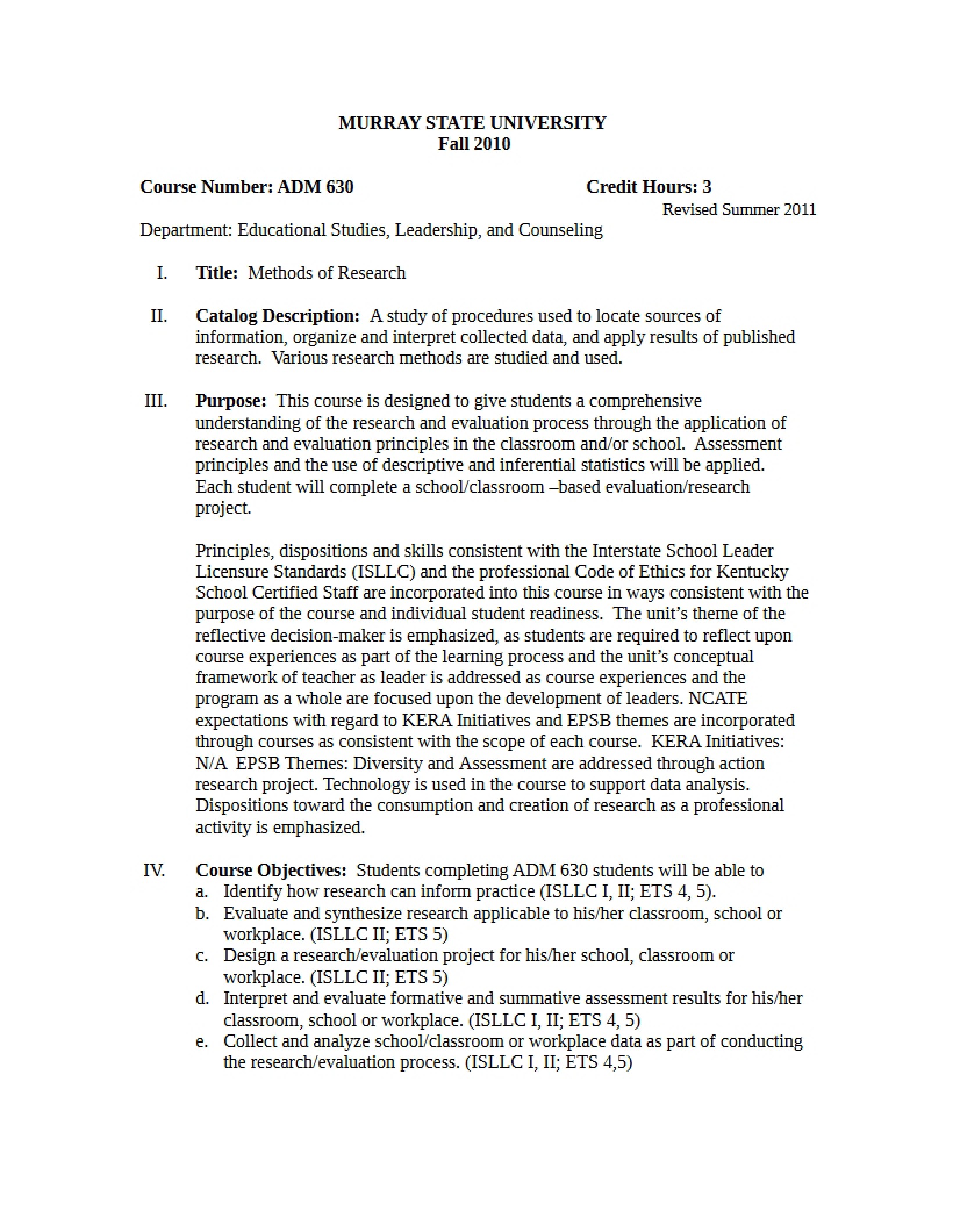 Syllabus - 4 Pages