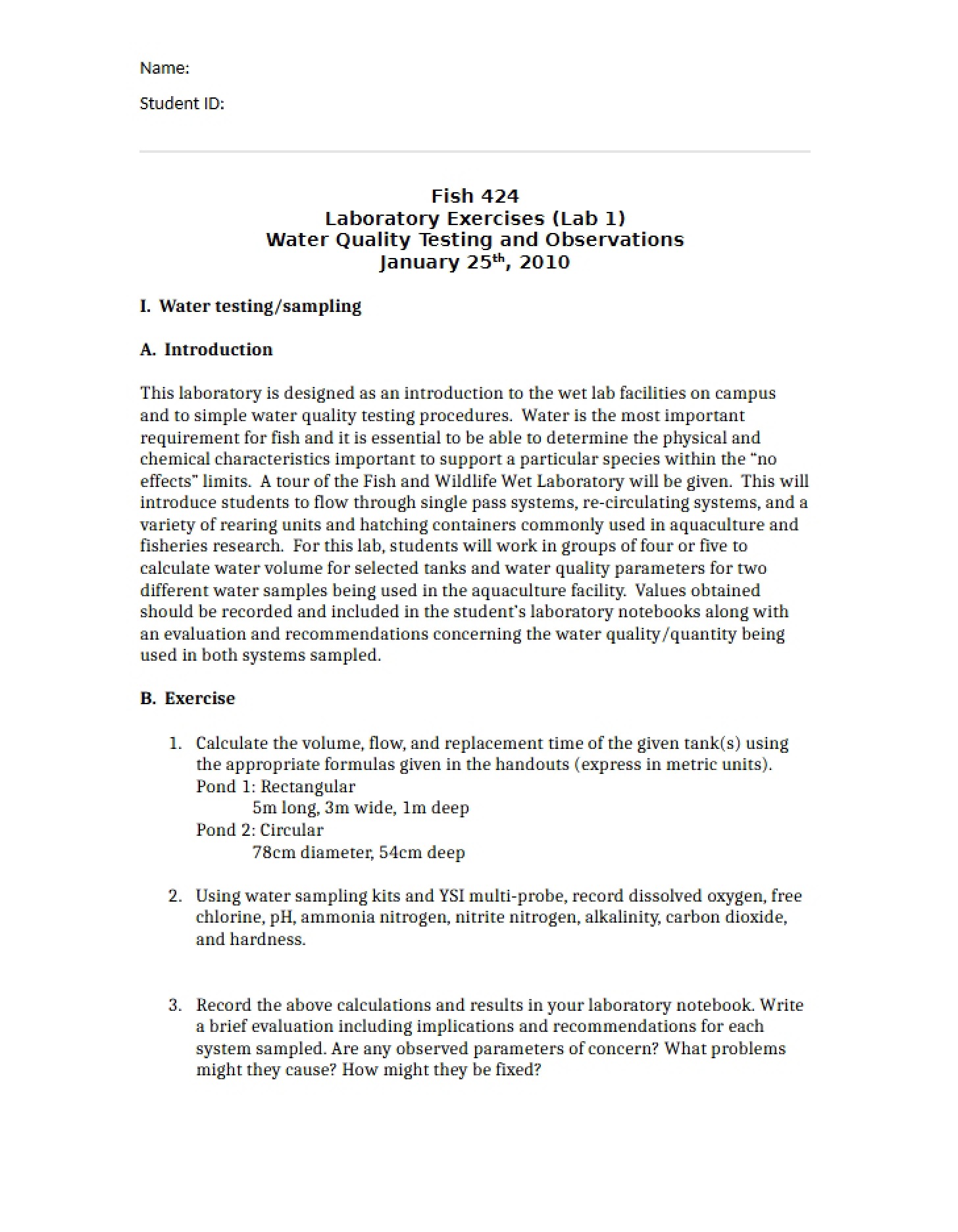 Exercises for Lab 1