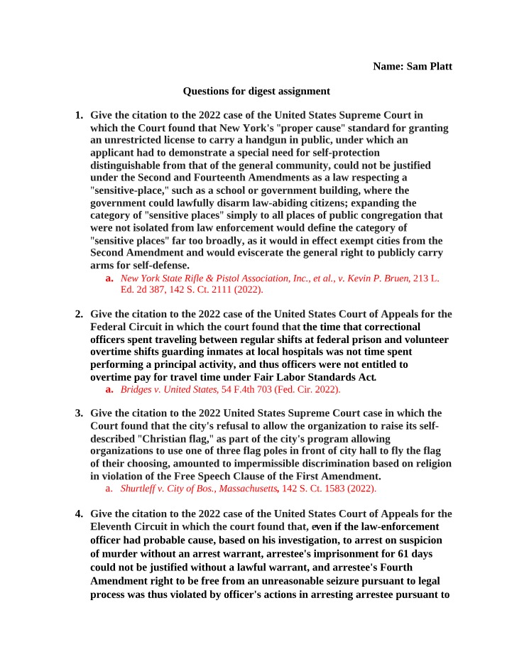 Digest Assignment Questions