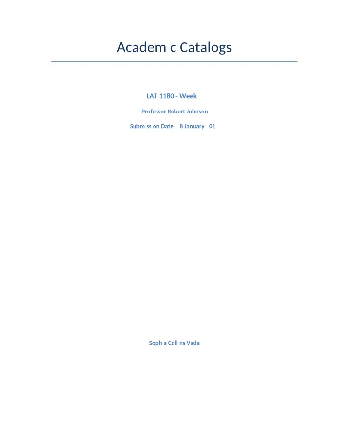 LAT Week 7 - Academic Catalogs