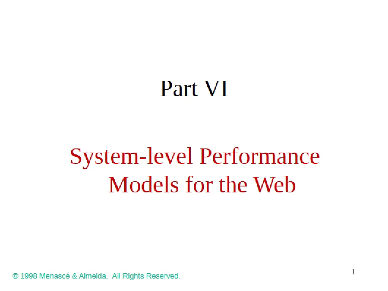 Web System Level Performance Models
