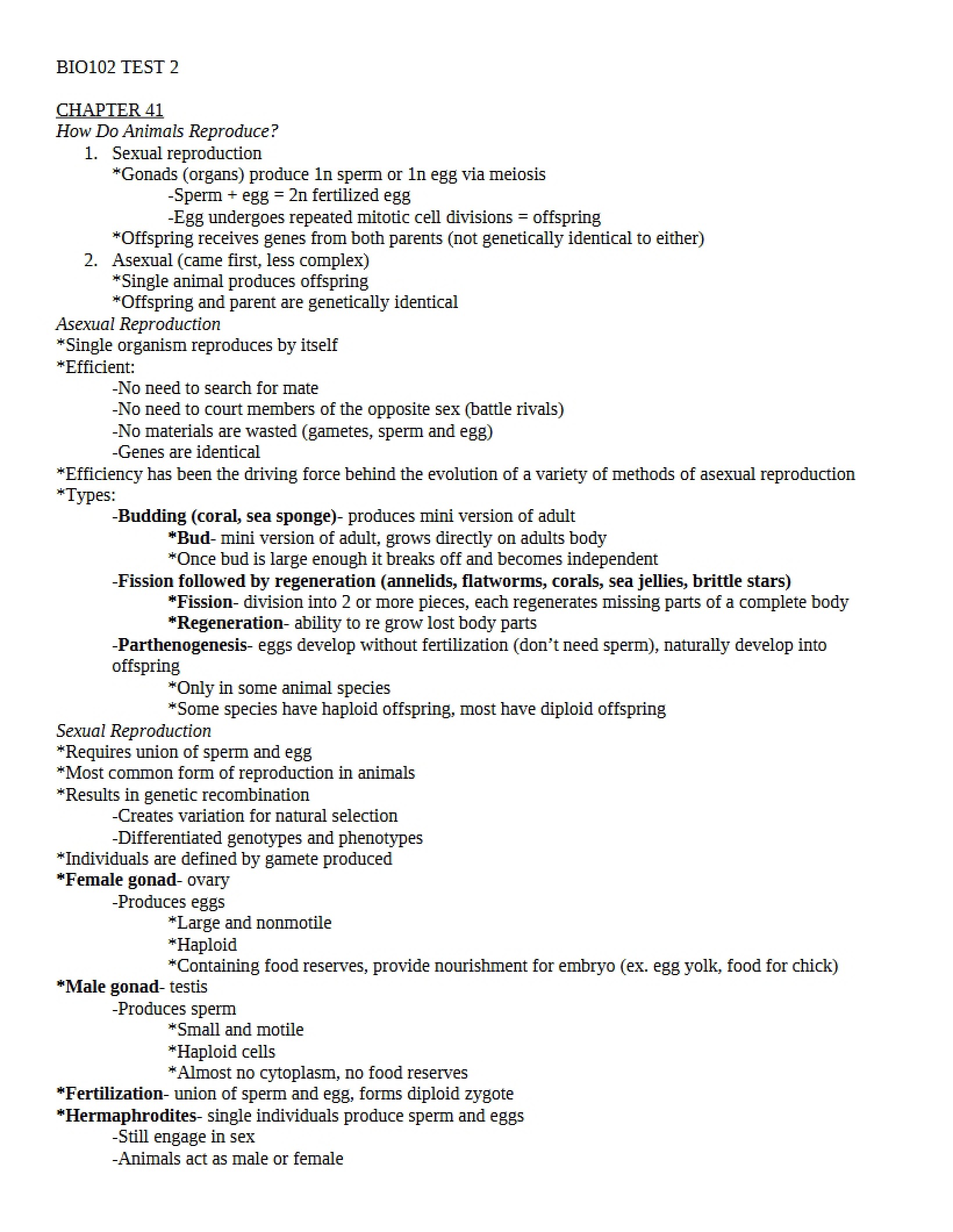 General Biology II Chapter 41