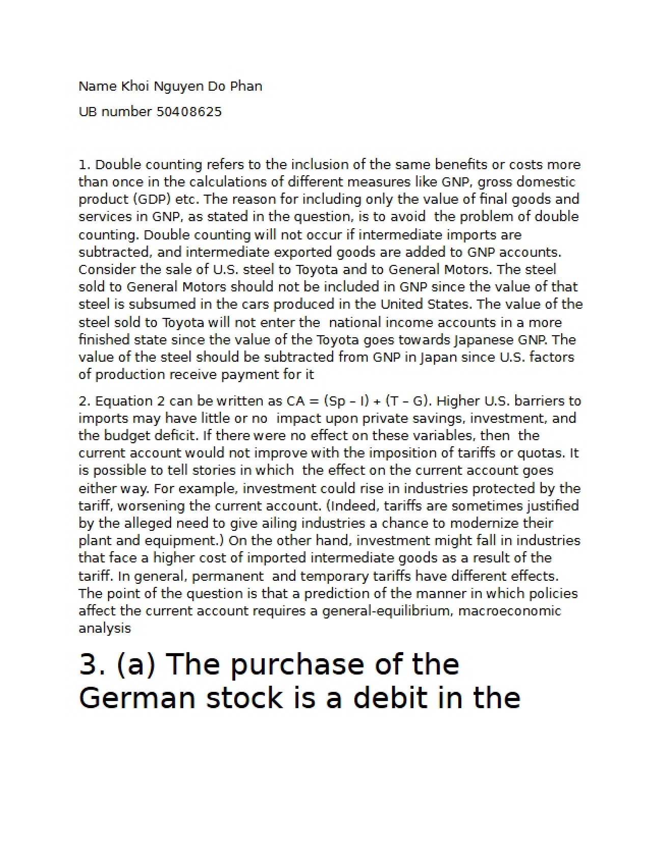 International Economics Assignment