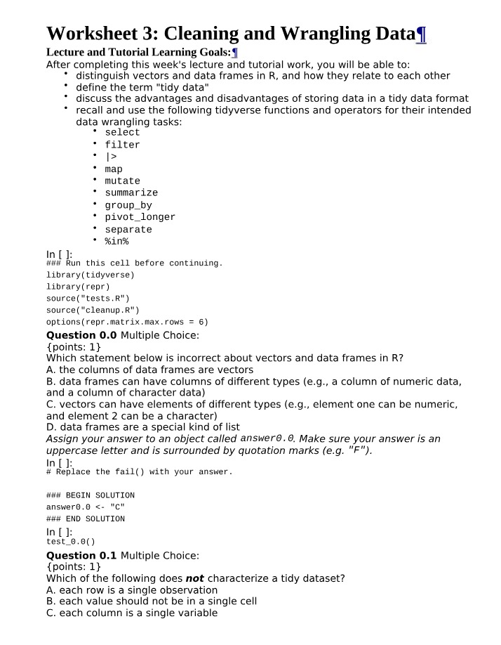 Worksheet 3 - Wrangling and Cleaning Data