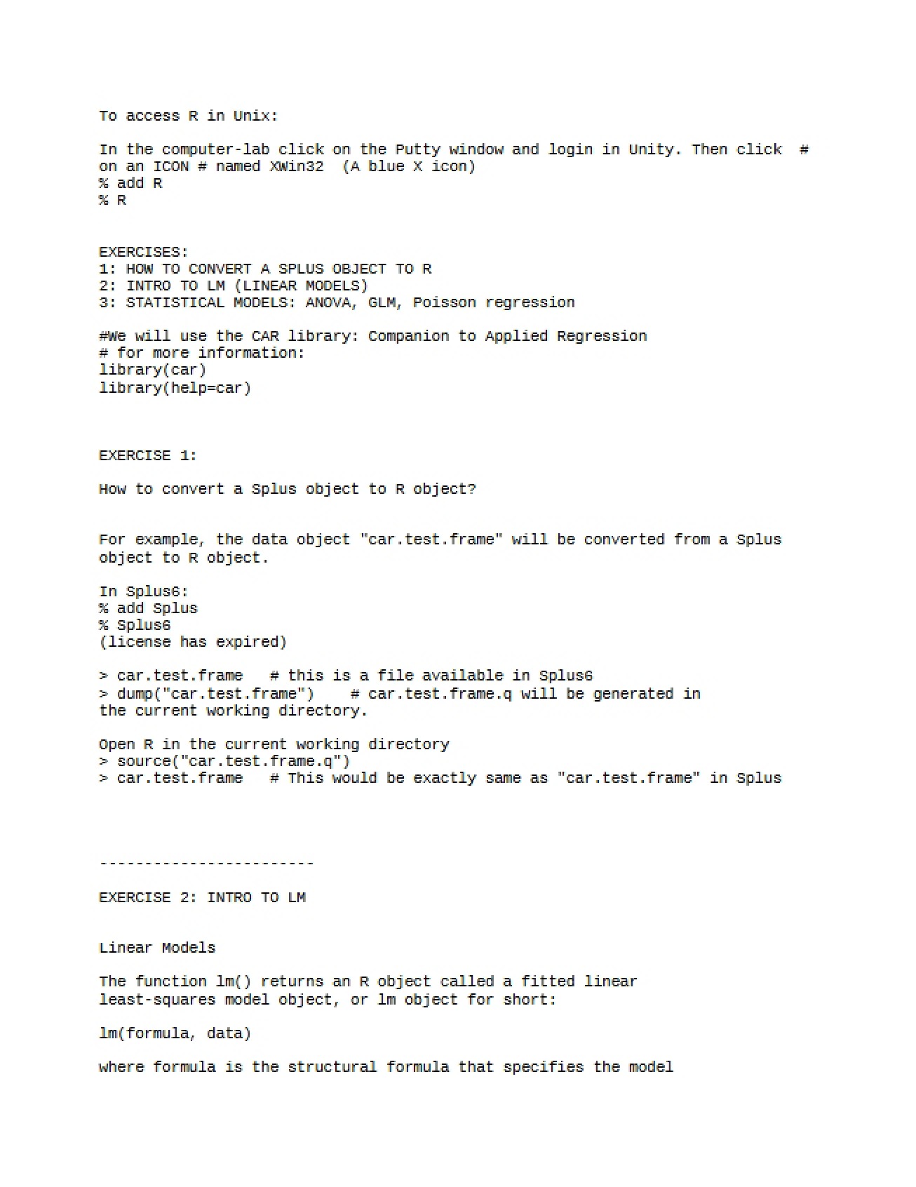 Seminar Lecture Notes