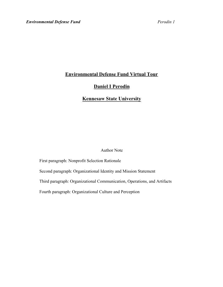 Virtual Tour of the Environmental Defense Fund