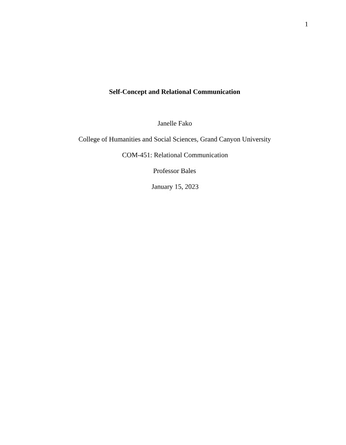 Relational Communication and Self-Concept