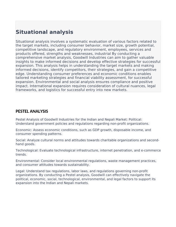 Analysis of Situation