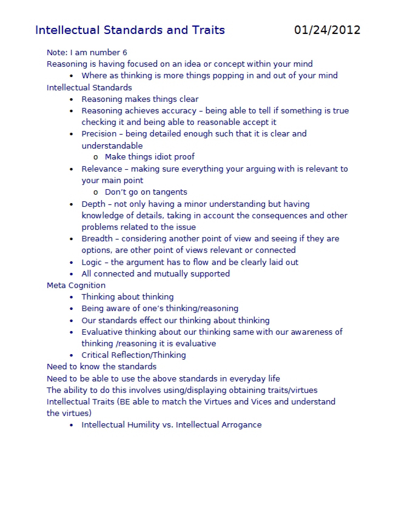 Lecture Notes for Critical Thinking