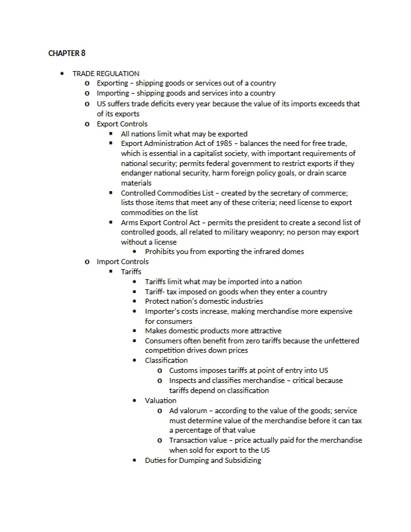 Regulating Trade Chapter Eight