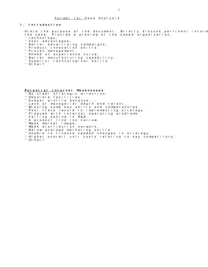 Case Analysis - Formal