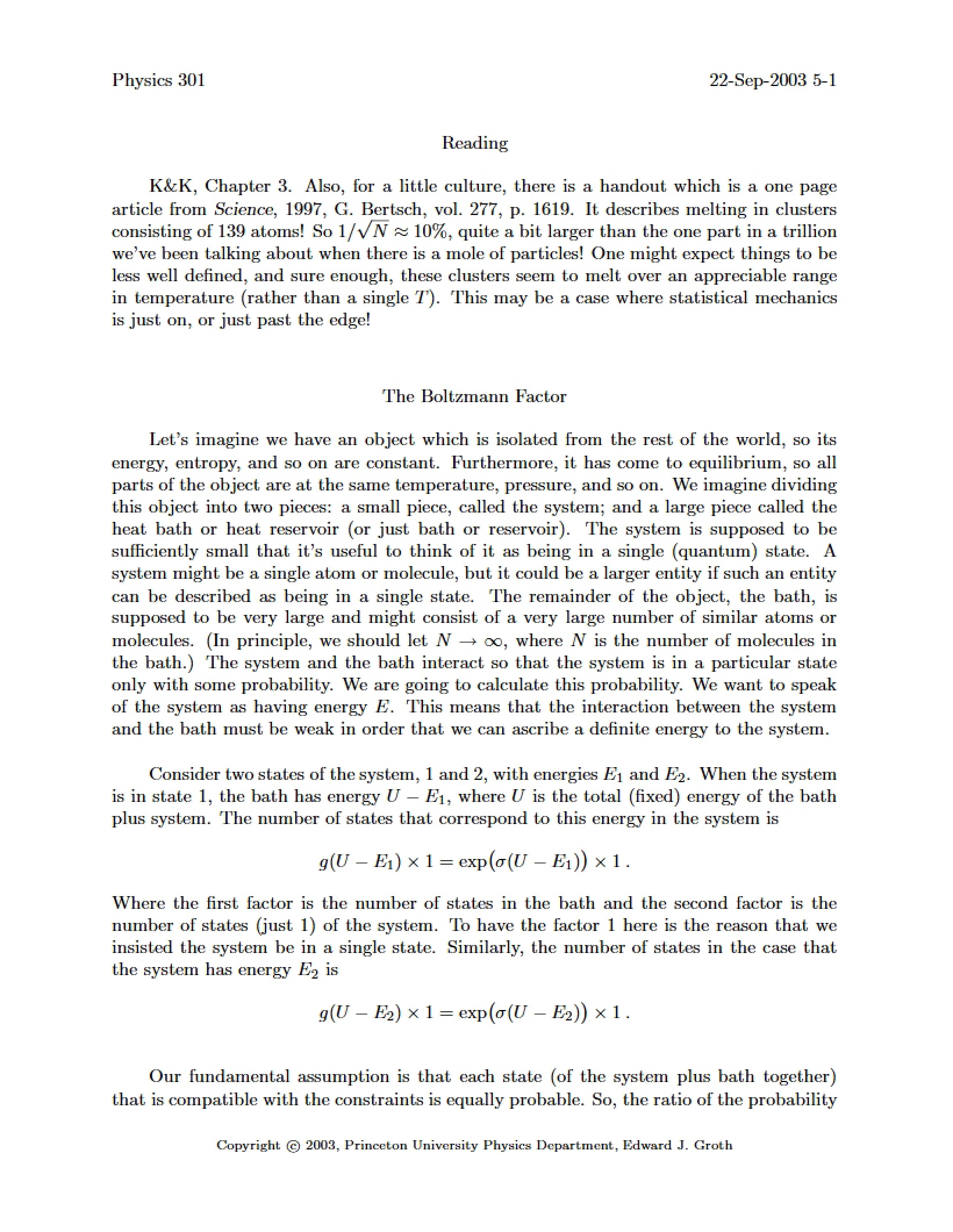 Boltzmann Factor Concept