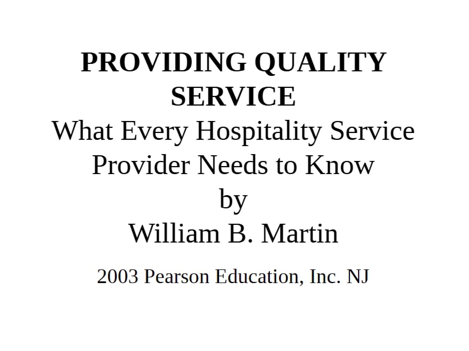 Quality Service Provision