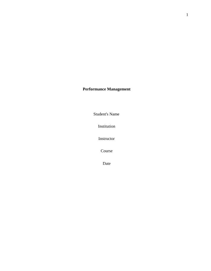 Management of Performance