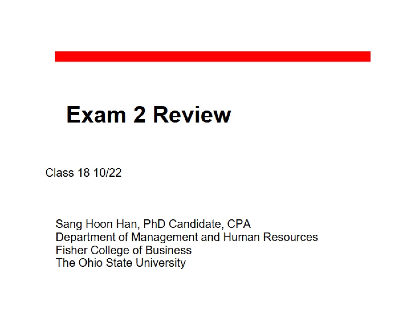 Review for Exam 2