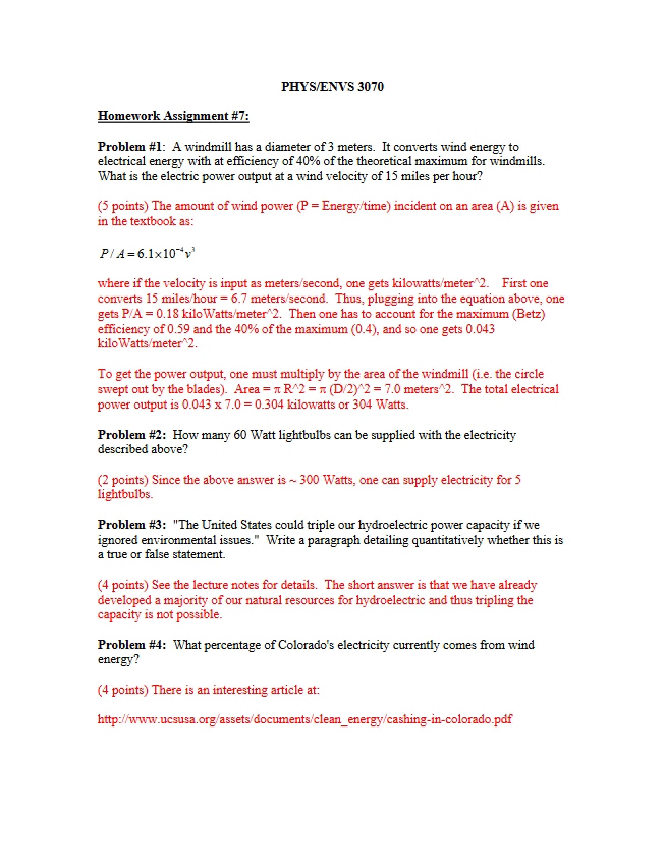 Seventh Homework with Solutions