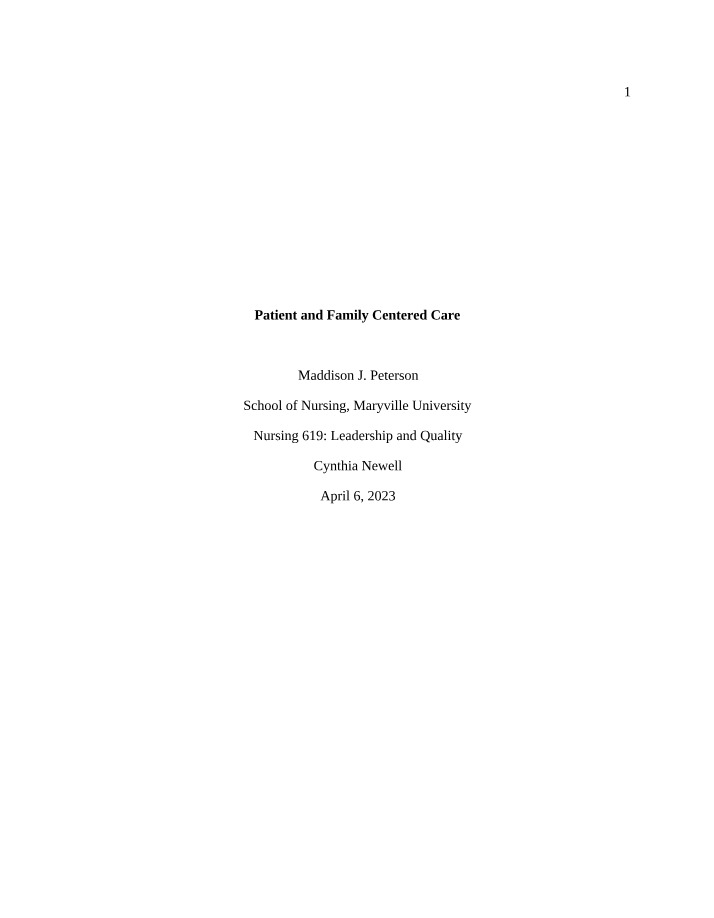Assessment of Patient and Family Centered Care