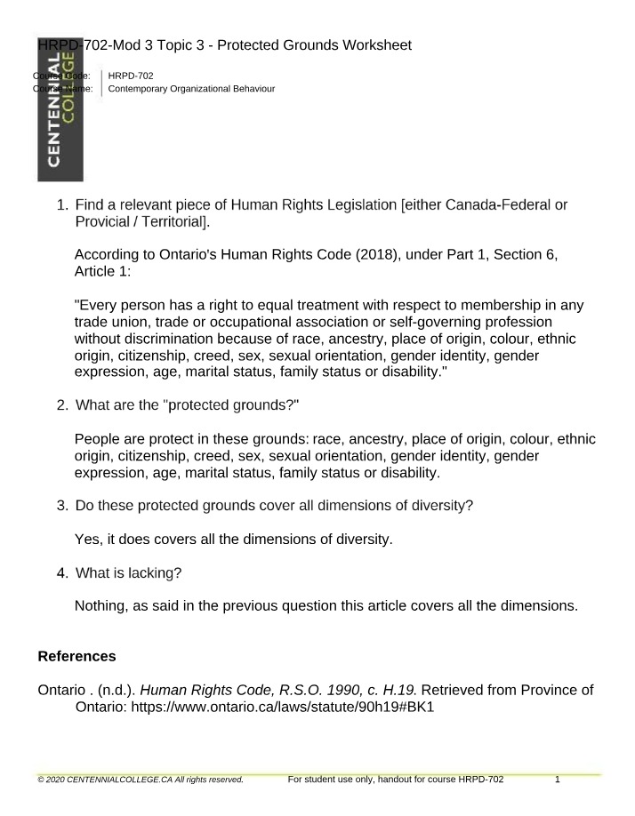 Worksheet on Protected Grounds