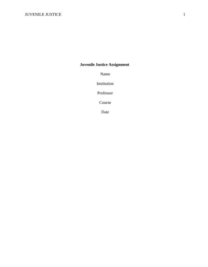 Assignment on Juvenile Justice