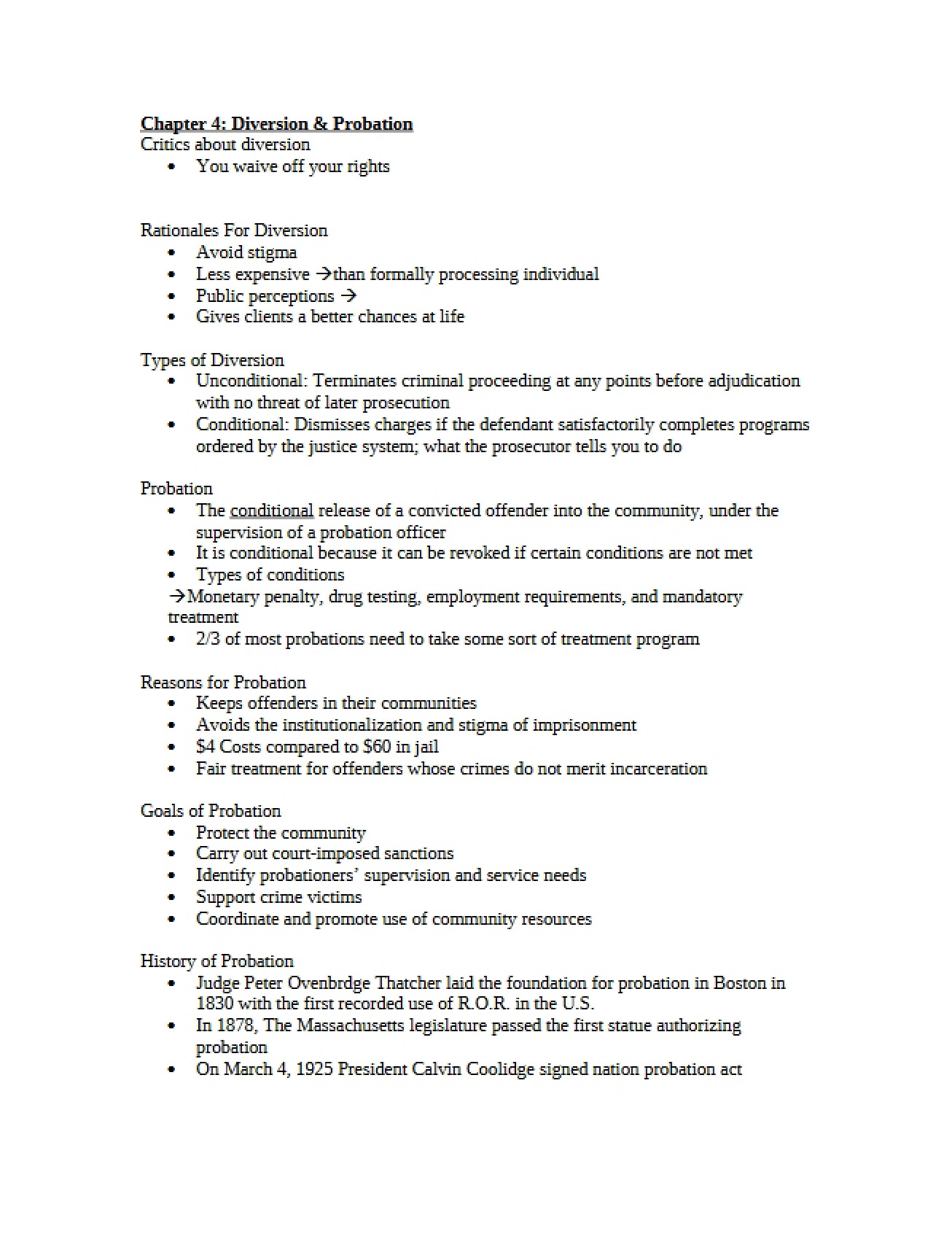Probation and Diversion A Look at Chapter 4
