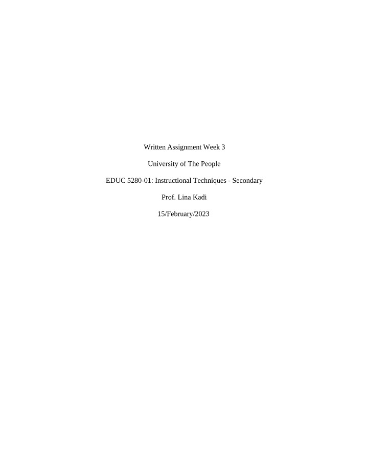 EDUC5280 - Week 3 Written Assignment