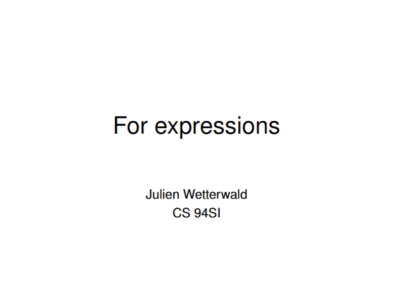 Introduction to For Expressions