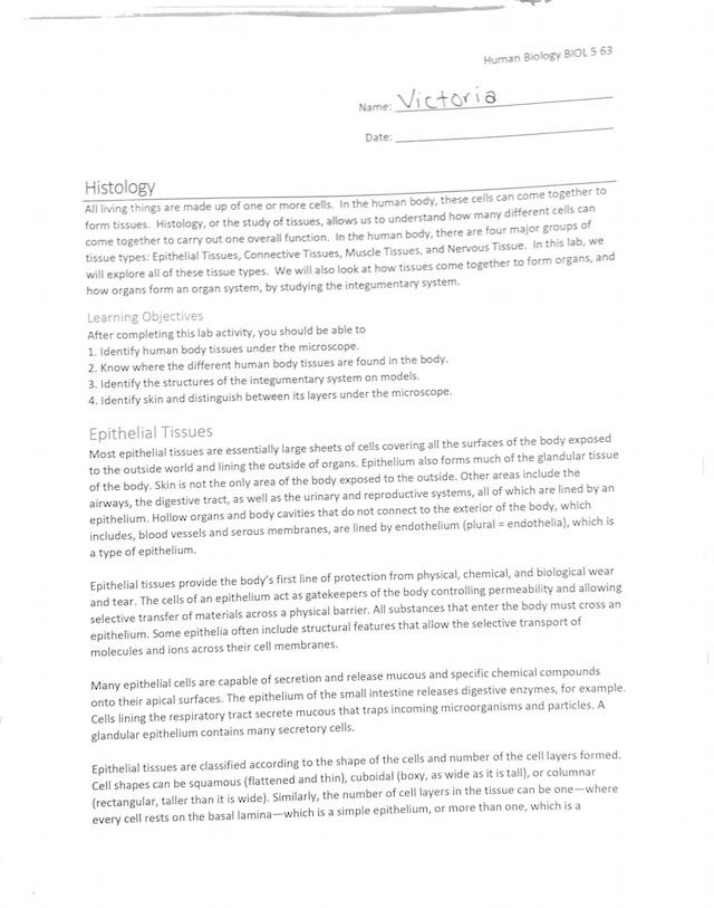BIOL 5 Lab Activities - Human Biology