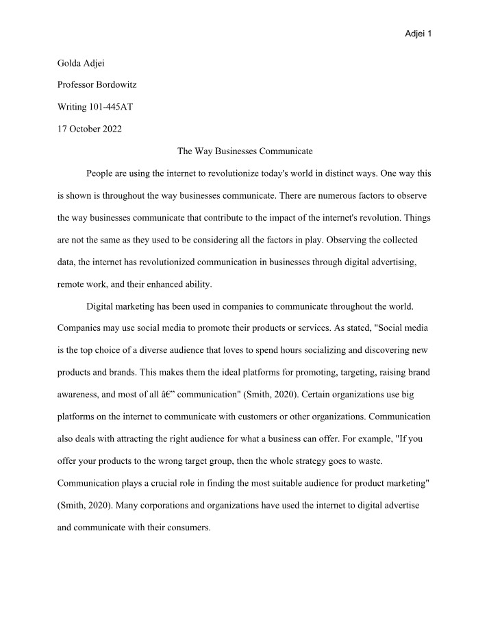 Digital Business Communication - The Impact of the Internet