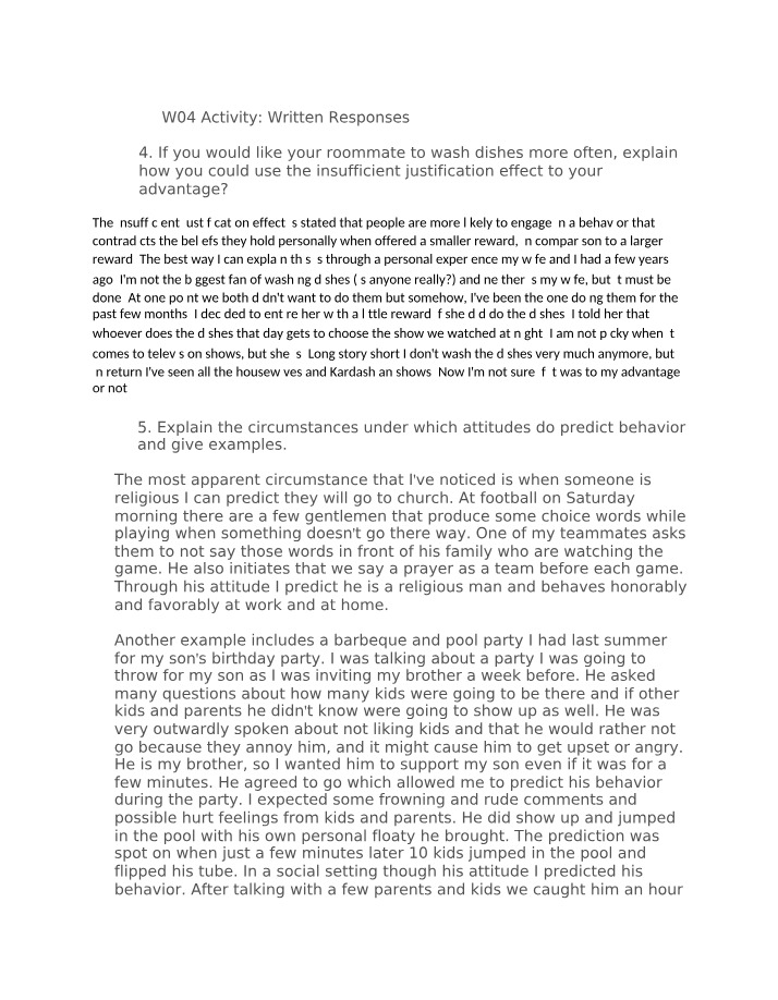 Written Responses for W04