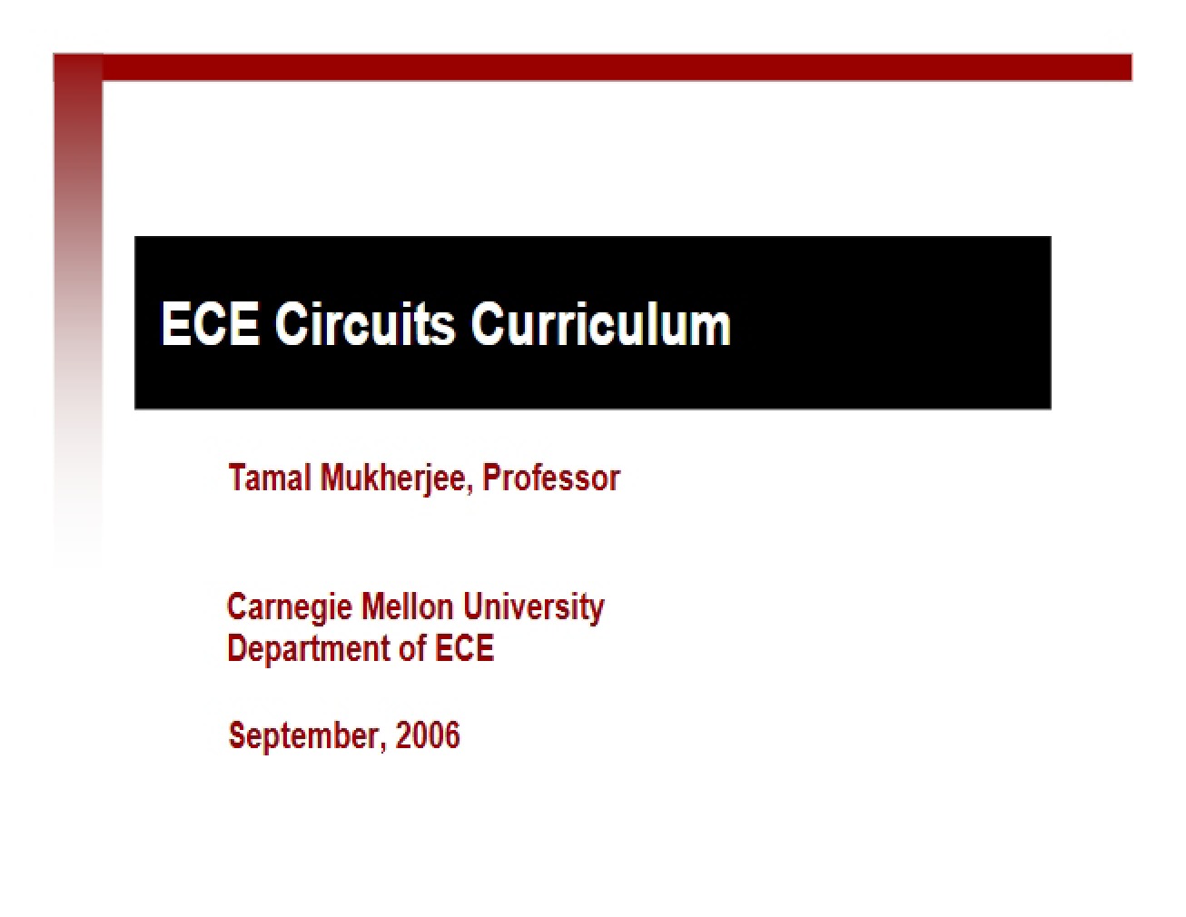 Curriculum for ECE Circuits