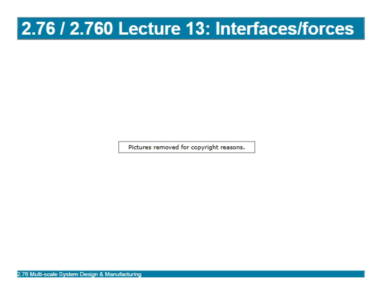 Force Interfaces Lecture Notes