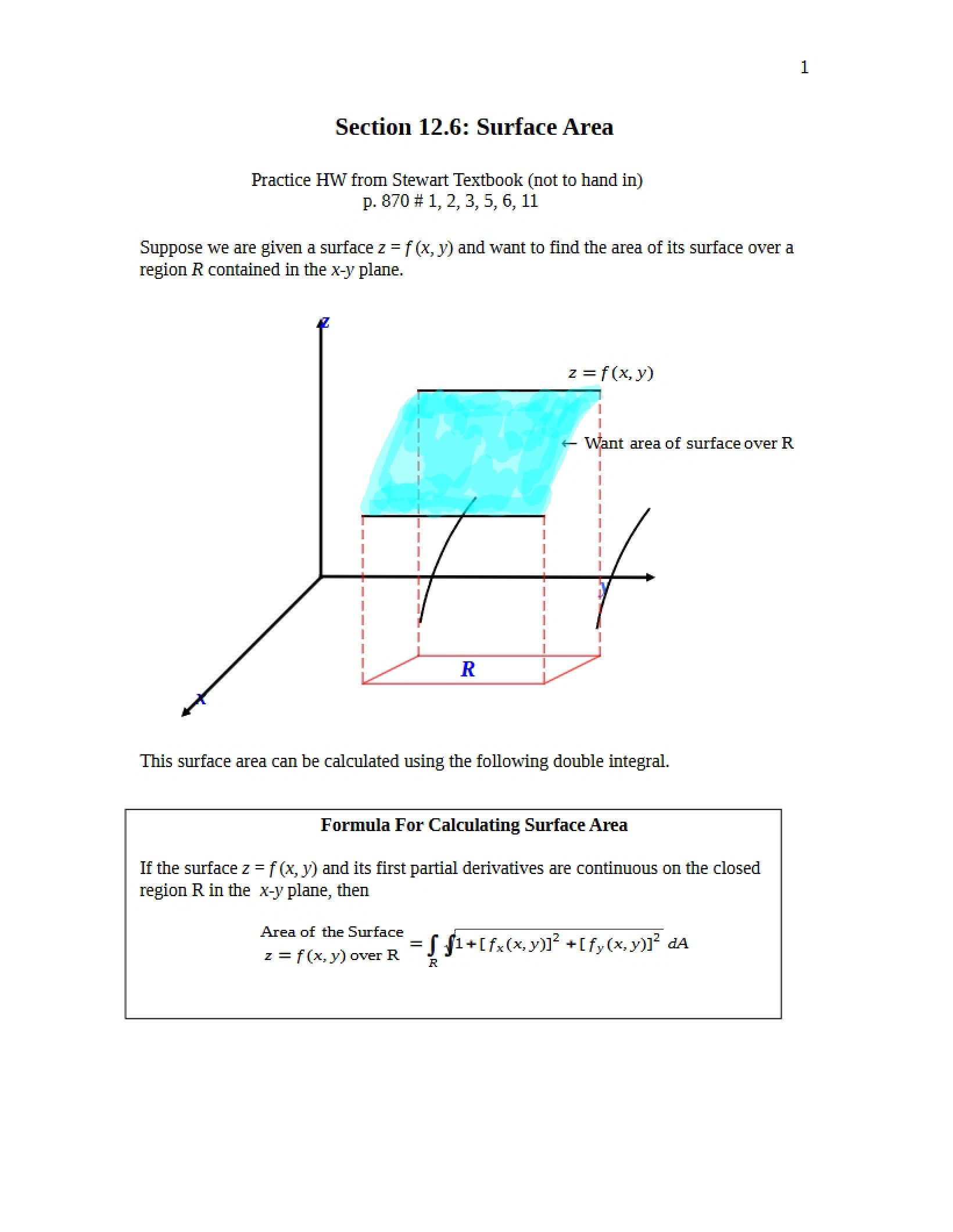 Area of Surfaces